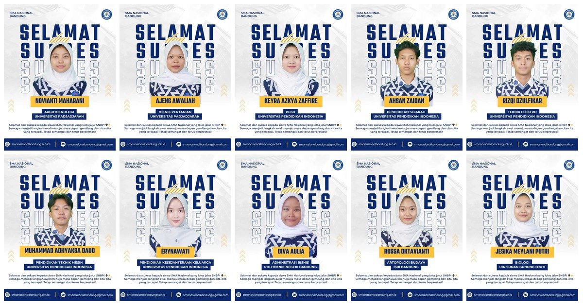 SMA Nasional Bandung Ukir Prestasi di Jalur SNBP 2026, Kepala Sekolah Sampaikan Apresiasi dan Harapan